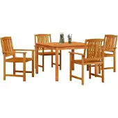 Syfax Ensemble de salle à manger pour jardin 5 pcs Marron