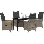 Syfax Ensemble de salle à manger pour jardin 5 pcs Gris polyrotin