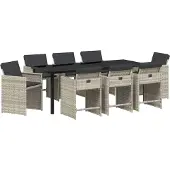 Syfax Ensemble de salle à manger pour jardin 9 pcs Gris clair