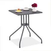 Relaxdays Table de jardin , dimensions : 75 x 61 x 61 cm, table de balcon aspect bois, plastique, métal, table de terrasse carrée, grise