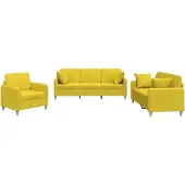 Syfax Ensemble de canapés 3 pcs avec coussins jaune clair tissu