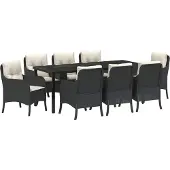 Syfax Ensemble de salle à manger pour jardin 9 pcs Noir polyrotin