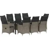 Syfax Ensemble de salle à manger pour jardin 9 pcs Gris polyrotin