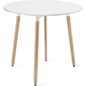Leobert Table - - Kami - Blanc/Pieds Naturels - 80 Cm