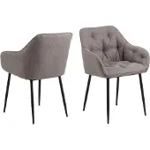 Actona Brooke chaise de salle à manger avec accoudoirs marron.