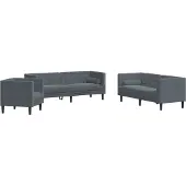 vidaXL Ensemble de 3 canapés Chesterfield avec traversins Gris foncé Velours