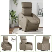 The Living Store Fauteuil relax releveur électrique Cappuccino similicuir