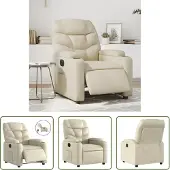 The Living Store Fauteuil relax électrique Crème Similicuir