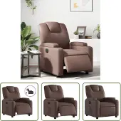 The Living Store Fauteuil relax électrique Marron Similicuir