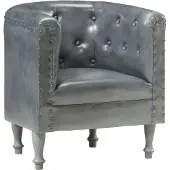 The Living Store Sessel Grau en cuir véritable