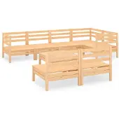 Syfax Salon de jardin 8 pcs Bois de pin massif