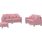 vidaXL Ensemble de canapés 3 pièces avec coussins Rose velours