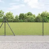Syfax Clôture en fil soudé avec base en béton 100 x 1 m Gris Maille