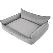 TexCorp Lit orthopédique pour chien JOKER lit chien canapé couchage corbeille matelas lit animal XXXL 132x106 cm gris clair velours