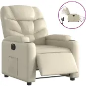 Syfax Fauteuil inclinable électrique Crème Similicuir