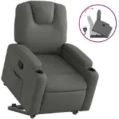 Syfax Fauteuil releveur électrique, tissu polyester gris foncé, inclinaison manuelle 135°, moteur de levage, 74x88x97 cm, capacité 110 kg