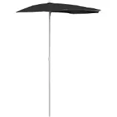 Syfax Demi-parasol de jardin avec mât 180x90 cm noir