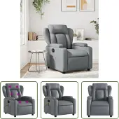 The Living Store Fauteuil de massage Gris Similicuir