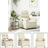The Living Store Fauteuil de massage Crème Similicuir
