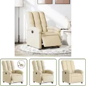 The Living Store Fauteuil relax électrique Crème Tissu