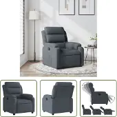 The Living Store fauteuil inclinable en velours gris foncé