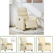 The Living Store Fauteuil relax électrique Crème Tissu