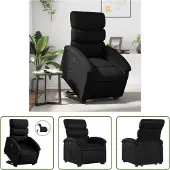 The Living Store Fauteuil relax releveur électrique noir similicuir