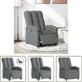 The Living Store Fauteuil Relax Electrique Gris Foncé Tissu