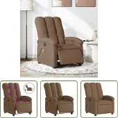 The Living Store Fauteuil de massage électrique Marron Tissu