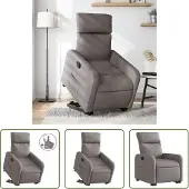 The Living Store Fauteuil relax avec releveur Taupe Tissu