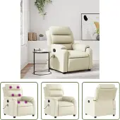 The Living Store Fauteuil de massage Crème Similicuir