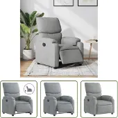 The Living Store Fauteuil Relax Electrique Gris Clair Tissu