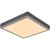 Globo Lighting Plafonnier LED, bois, alu, gris, carré, L 30 cm