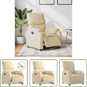The Living Store Fauteuil relax électrique Crème Tissu