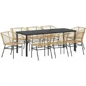Syfax Ensemble de salle à manger pour jardin 9 pcs Marron polyrotin