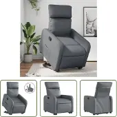 The Living Store Fauteuil relax avec releveur Gris Similicuir