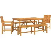 Syfax Ensemble de salle à manger pour jardin 5 pc Marron