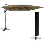 Happy Garden Parasol déporté MOLOKAI rectangulaire 3x4m taupe + housse