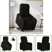 The Living Store Fauteuil relax avec releveur Noir Tissu