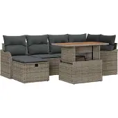 Syfax Ensemble de canapé de jardin 7 pcs Gris polyrotin