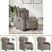 The Living Store Fauteuil relax électrique Tissu Taupe