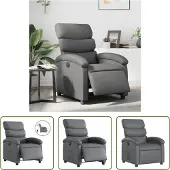 The Living Store Fauteuil relax électrique gris similicuir