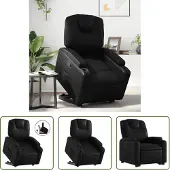 The Living Store Fauteuil relax avec releveur Noir Similicuir