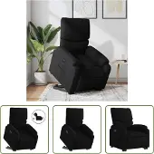 The Living Store Fauteuil relax releveur électrique noir tissu