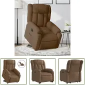 The Living Store Fauteuil relax releveur électrique Marron Tissu