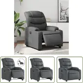 The Living Store Fauteuil relax électrique gris similicuir