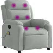 Syfax Fauteuil inclinable de massage gris clair velours