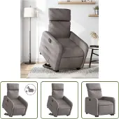 The Living Store Fauteuil relax releveur électrique Tissu Taupe