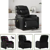 The Living Store Fauteuil de massage électrique noir similicuir