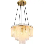 Globo Lampe pendante Ø 50cm Gorley Or avec des bâtons en verre blanc